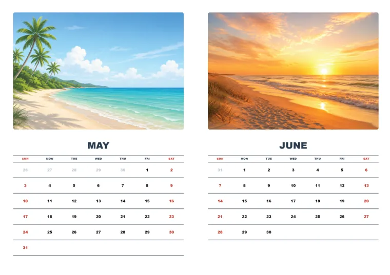 Photo Month Pages calendar made with CalenClick