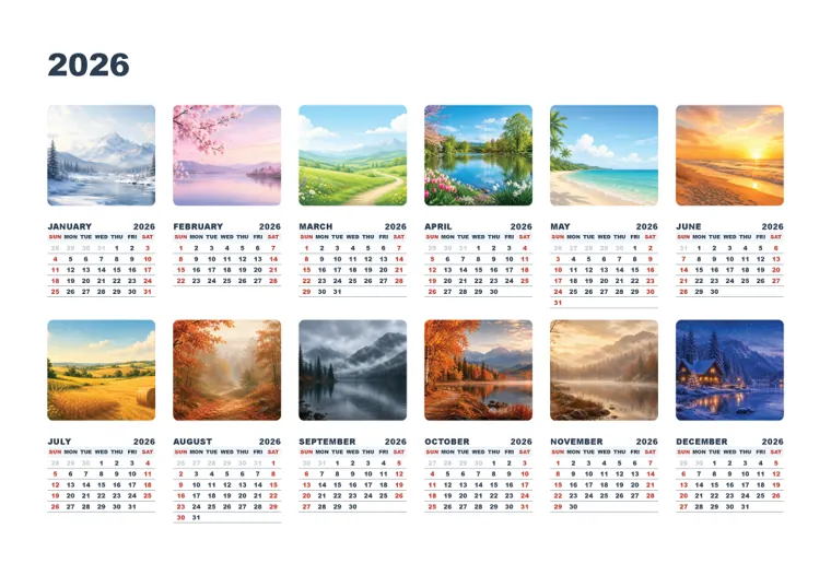 Photo Year calendar made with CalenClick