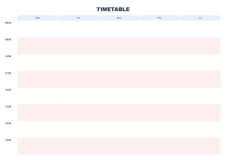 School Timetable calendar made with CalenClick