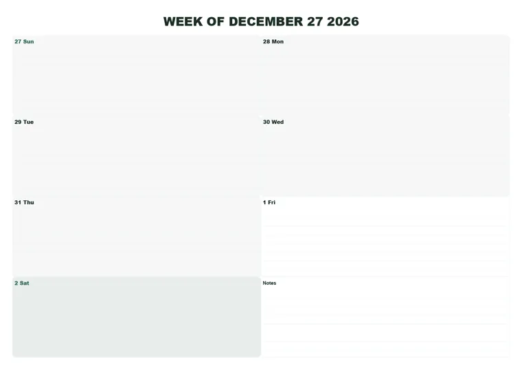 Weekly Planner Forest calendar made with CalenClick