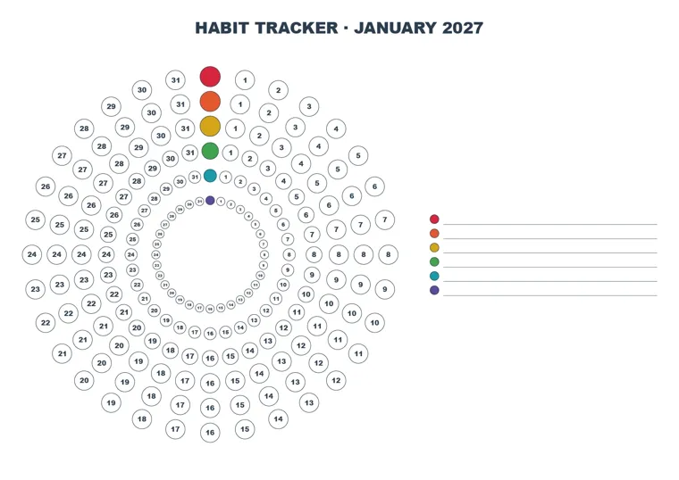 Closed Wheel Color Key calendar made with CalenClick