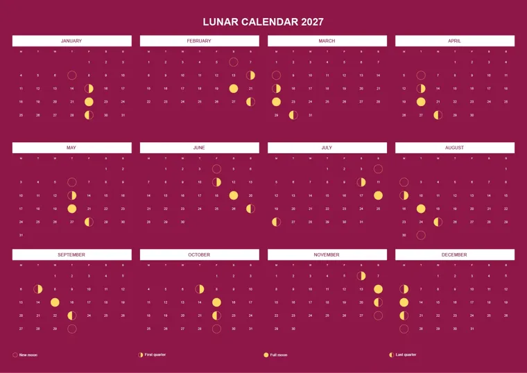 Crimson Moon Calendar calendar made with CalenClick