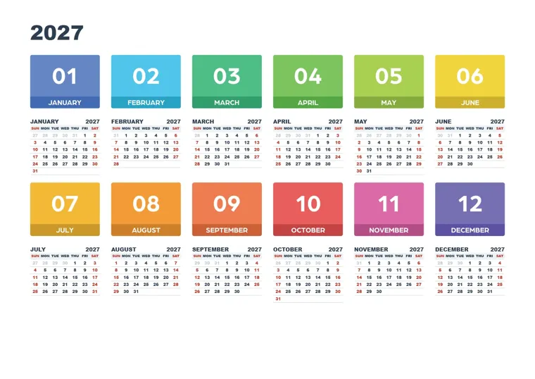 Photo Header Grid calendar made with CalenClick
