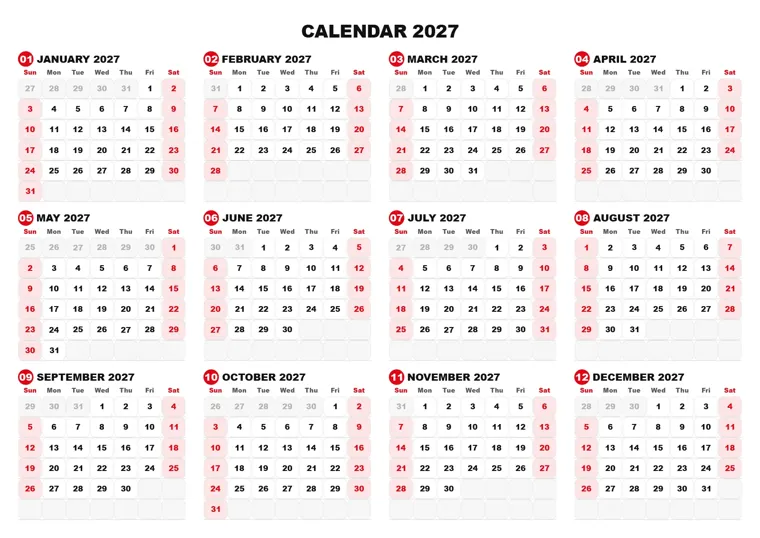 Swiss Grid calendar made with CalenClick