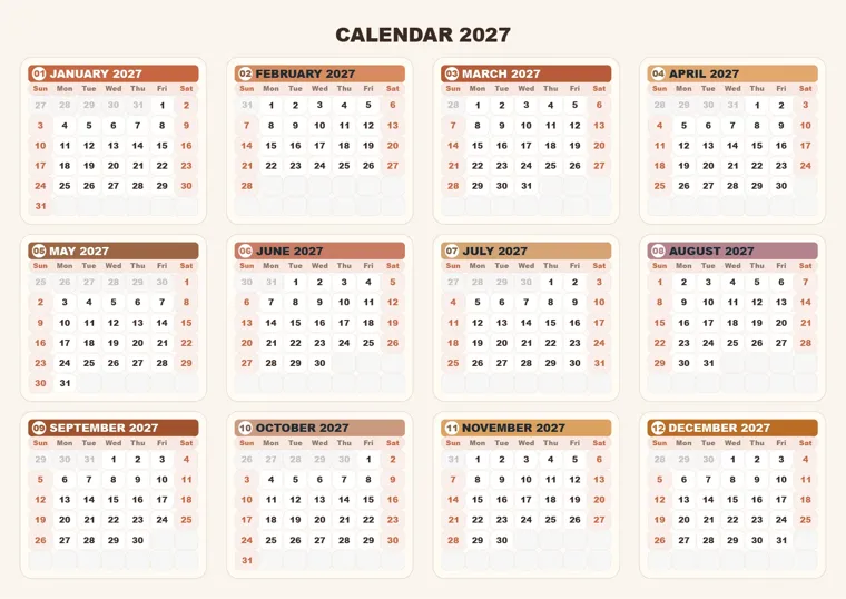 Terracotta Studio calendar made with CalenClick